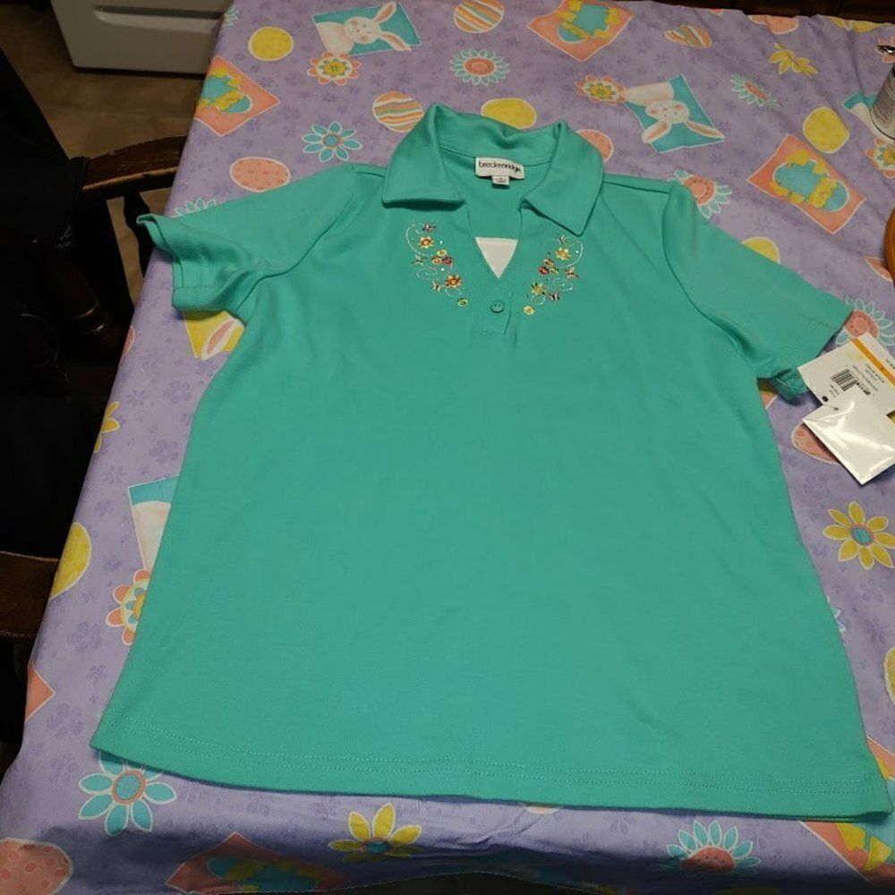 New Breckenridge Aqua Spirit Garden Flutter Top Size Women's Small